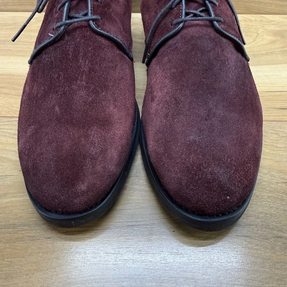 Allen Edmonds Wine Suede Oxford Mens 11 EEE Light Form Feather Welt Dress Shoes